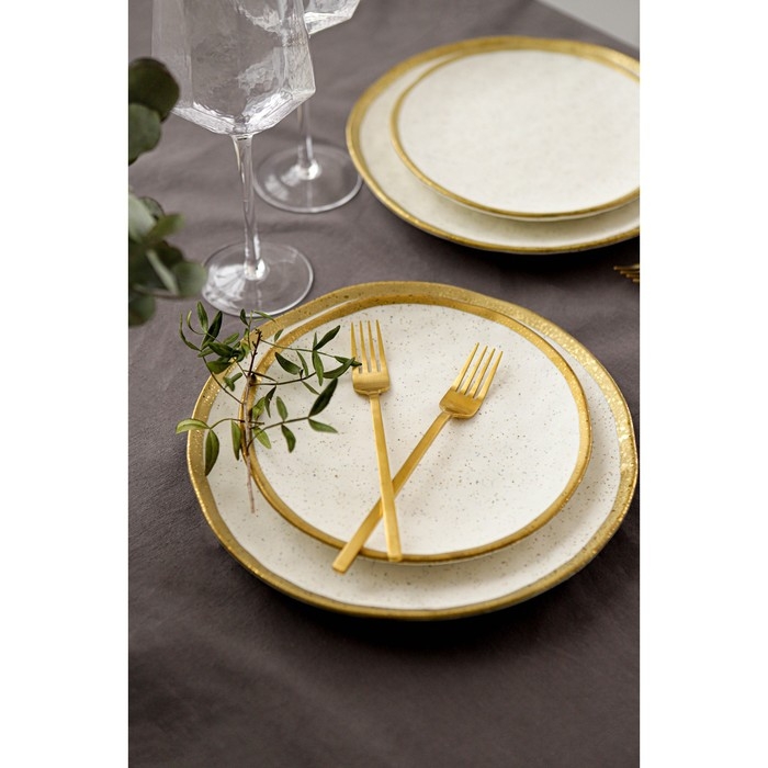 Тарелка фарфоровая десертная Magistro Poursephona, d=21 см, цвет бежевый Тарелка фарфоровая десертная Magistro Poursephona, d=21 см, цвет бежевый