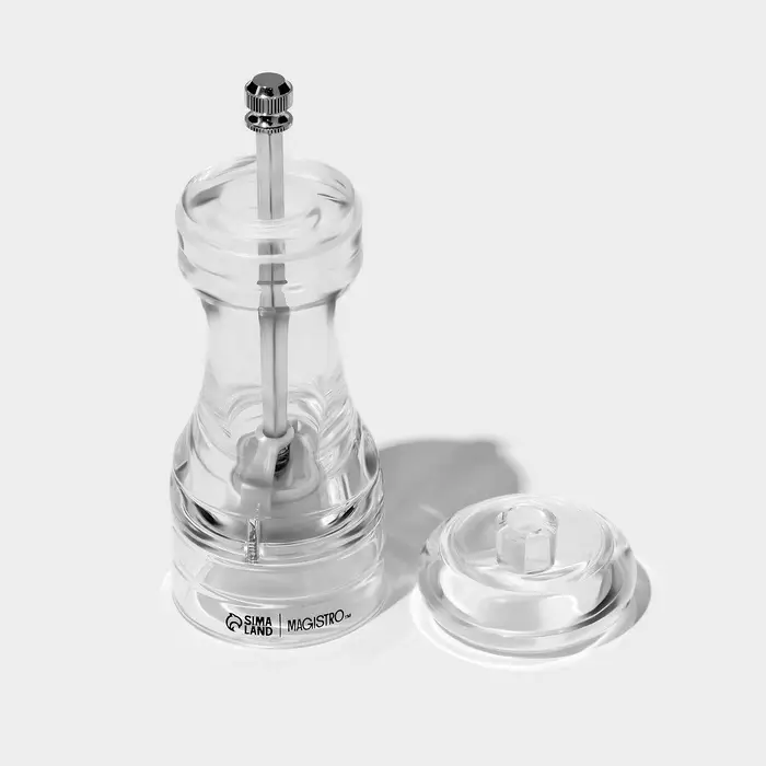Мельница для специй Magistro Glace, 13.9 см, 30 мл, керамический механизм, акрил, прозрачная