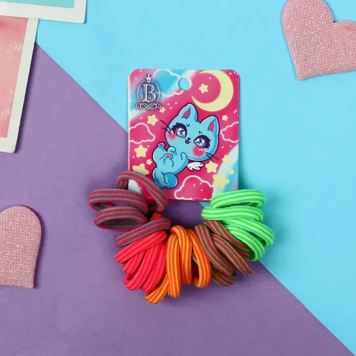 Резинка для волос  Резинка для волос "Комиксы" (набор 20 шт) котик крылышки луна, 2,5 см