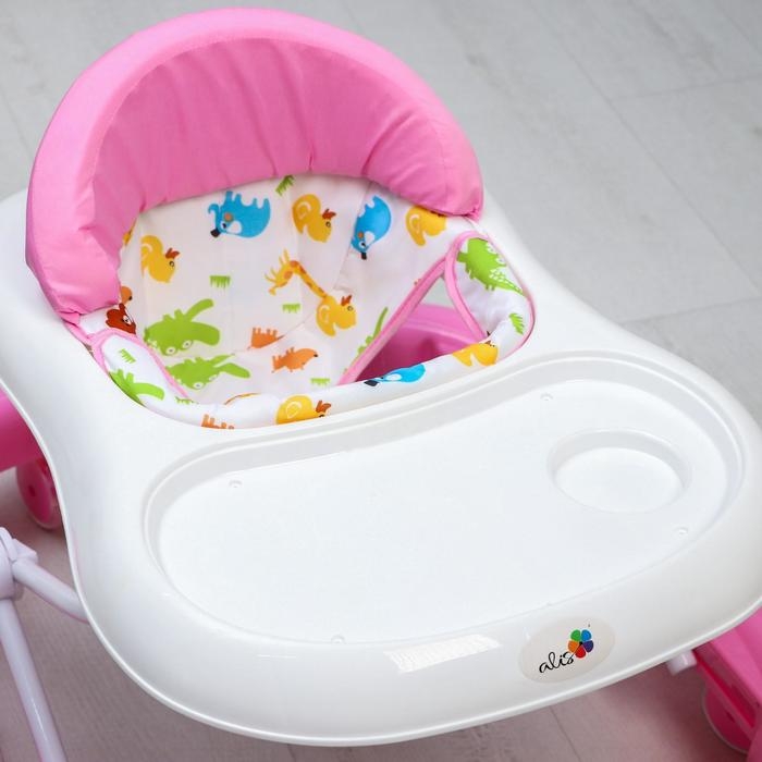 Ходунки «Улыбка», 8 силик. колес, съемная панель, муз., свет, игрушки, розовый Ходунки «Улыбка», 8 силик. колес, съемная панель, муз., свет, игрушки, розовый