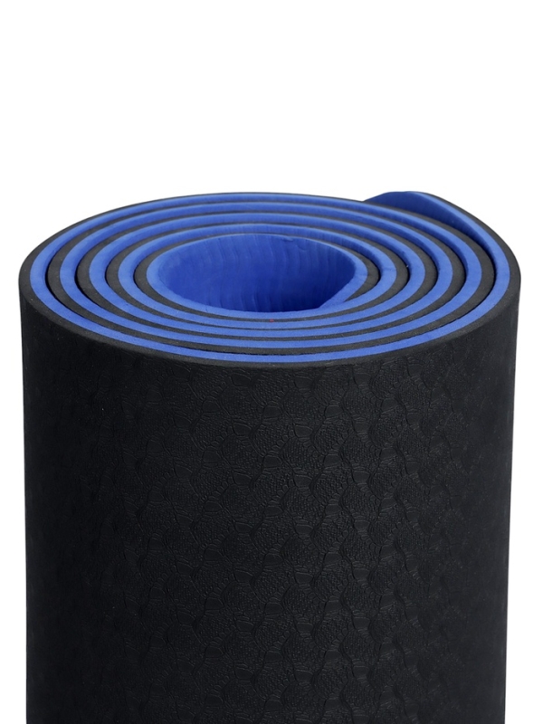 Коврик для фитнеса и йоги ONLYTOP, 183x61x 0,8 см, цвет черный/ультрамариновый Коврик для фитнеса и йоги ONLYTOP, 183x61x 0,8 см, цвет черный/ультрамариновый