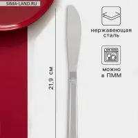 Нож столовый Доляна &laquo;Варт&raquo;, длина 21.9 см, толщина 2 мм, нержавеющая сталь, серебристый