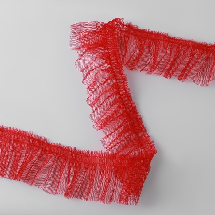 Рюш однослойный, 50 мм, 9 ± 0,5 м, цвет красный Рюш однослойный, 50 мм, 9 ± 0,5 м, цвет красный