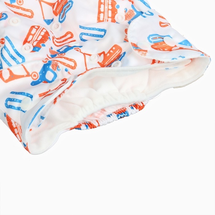 Набор многоразовых подгузников «Машинки», 3-8 кг, цвет белый, голубой, 2 шт., Крошка Я