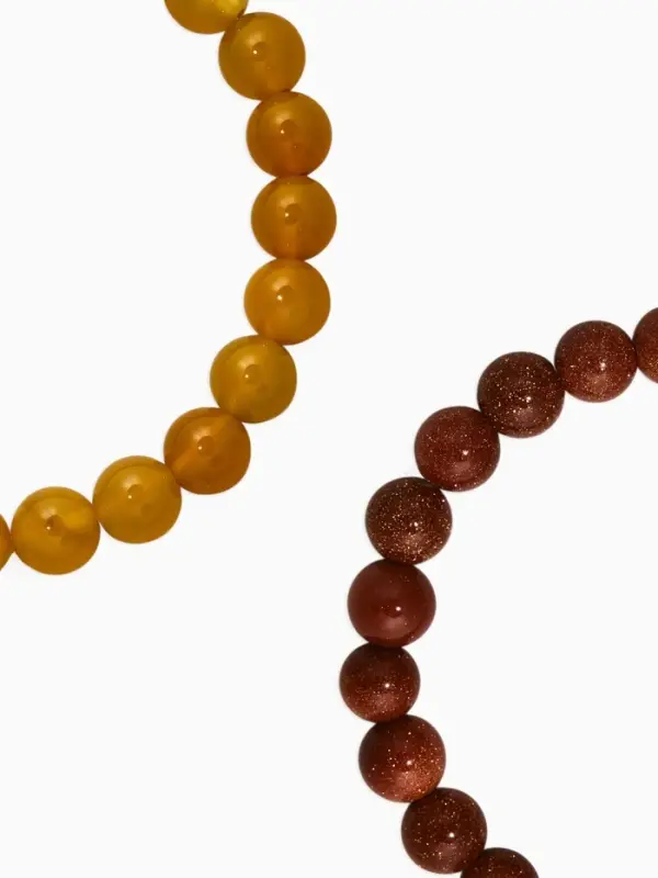 Набор браслетов 2 шт. &laquo;Цитрин и Авантюрин коричневый&raquo;, d=6 см, шар №8, жёлтый, коричневый
