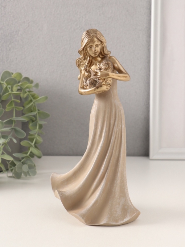 Сувенир полистоун Сувенир полистоун "Девушка с щенком на руках" 11х7,5х22,5 см