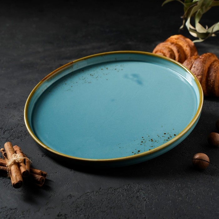 Тарелка фарфоровая с бортиком Magistro «Церера», d=25,5 см, цвет голубой Тарелка фарфоровая с бортиком Magistro «Церера», d=25,5 см, цвет голубой