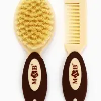 Набор расчесок, 2 шт., натуральная щетина, цвет бежевый/коричневый, Mum&Baby