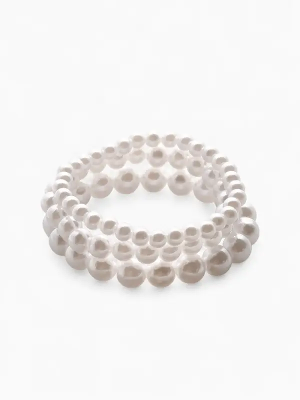 Браслеты жемчуг &laquo;Трио&raquo;, d=7 см, шар № 4.6.8, набор 3 шт. белый