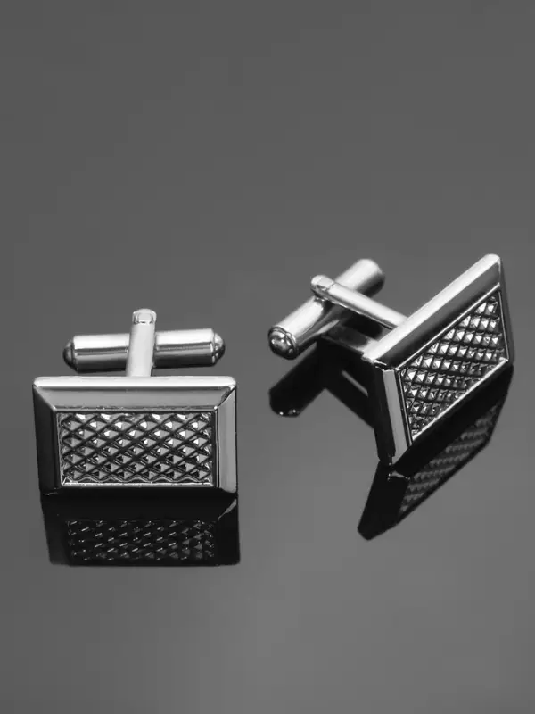 Запонки &laquo;Прямоугольник&raquo;, с точечным нанесением, цвет серебро