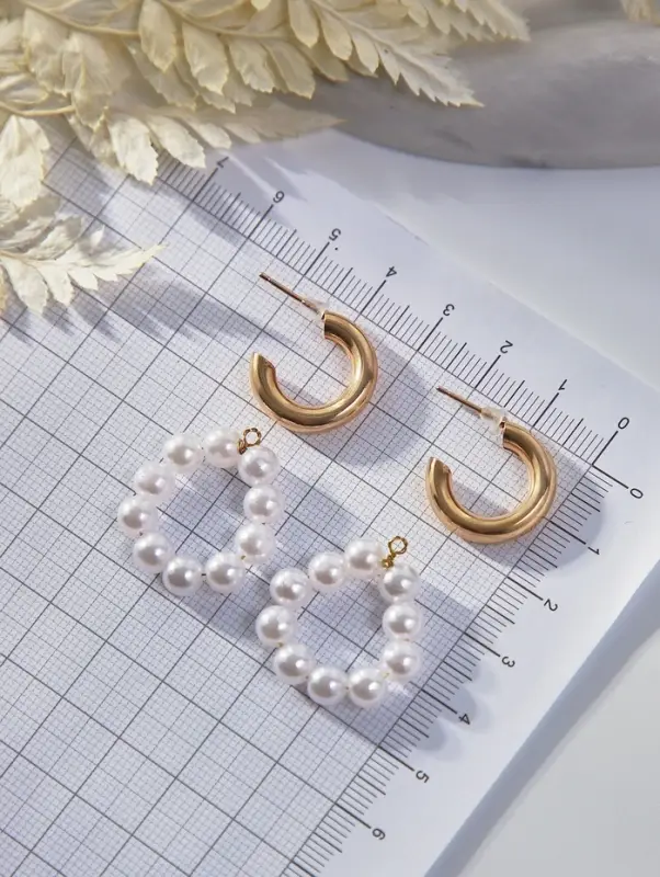 Серьги со съёмным элементом &laquo;Трансформер&raquo; два жемчужных кольца, цвет белый в золоте