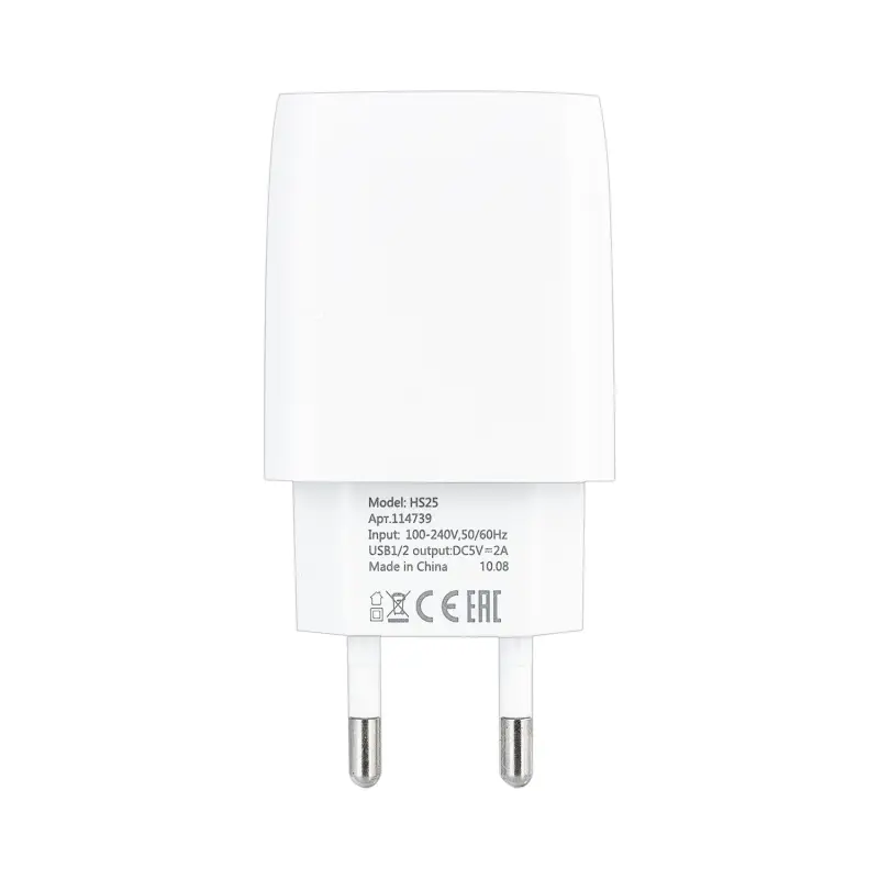 Сетевое зарядное устройство с кабелем USB на Type-C + 2 USB 2.4A HS25 ISA белое