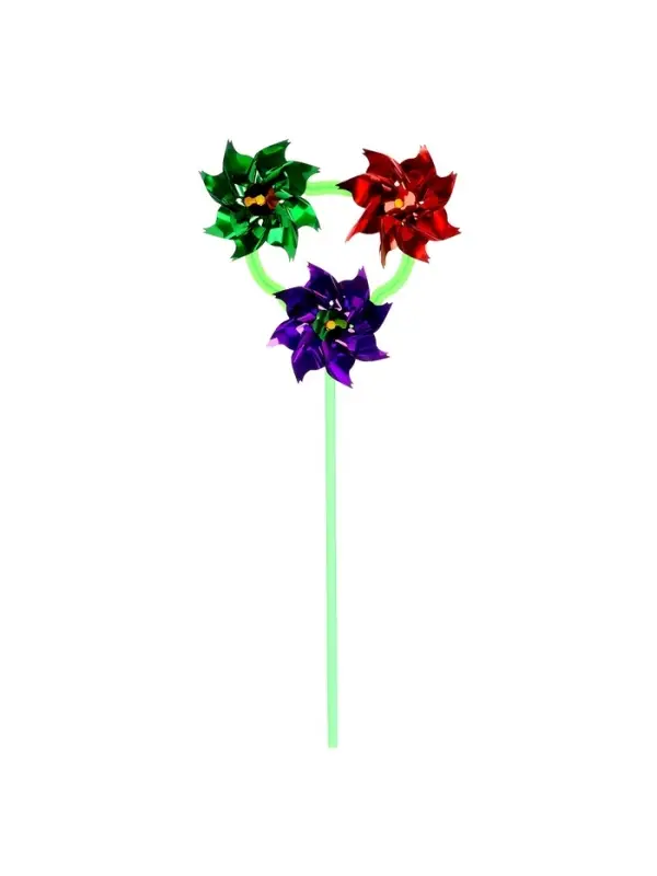 Ветерок &laquo;Вертушка тройная&raquo;, садовая, 18&times;39 см, набор 5 шт., МИКС