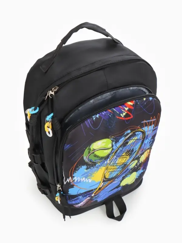 Рюкзак школьный &laquo;Тенис&raquo;, с карманами, с рисунком, размер 31&times;16&times;42 см, чёрный