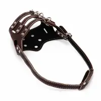 Намордник из прессованной кожи регулируемый, №3, ДН 6.8 см, ОМ 21-28 см, коричневый