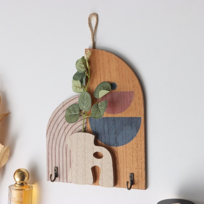 Крючки декоративные дерево Крючки декоративные дерево "Абстракция с цветком" 1,5х19,5х23,5 см