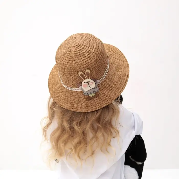 Шляпа для девочки MINAKU «Зайка», коричневая, размер 52