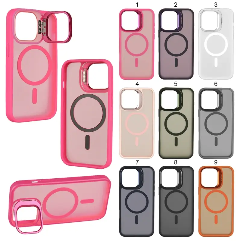 Чехол iPh 14 Pro MagSafe матовый цветной с подставкой Чехол iPh 14 Pro MagSafe матовый цветной с подставкой