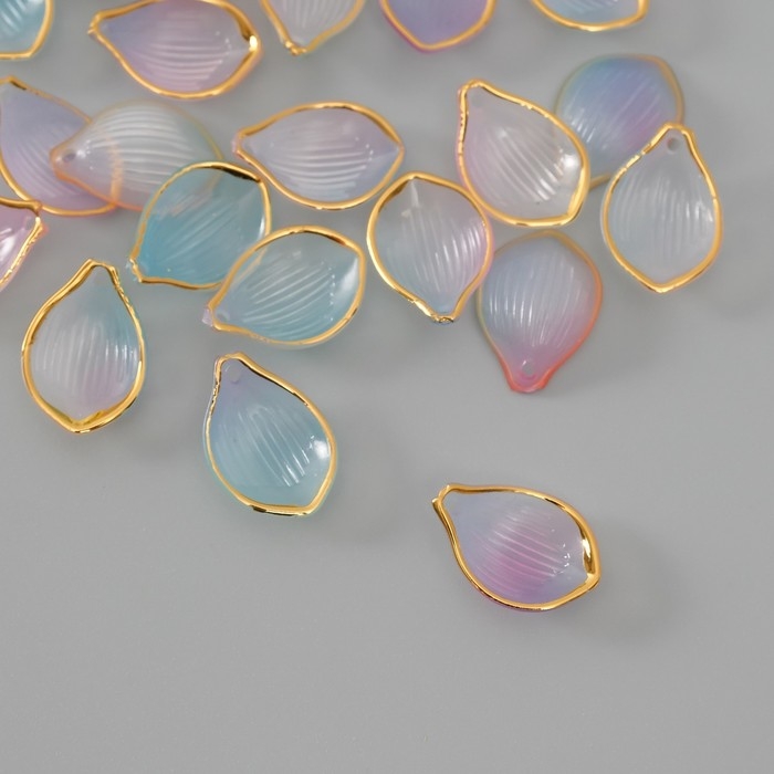 Декор для творчества пластик Декор для творчества пластик "Лепесток сиренево-голубой с золотом" набор 25 шт 2,3х1,6 см