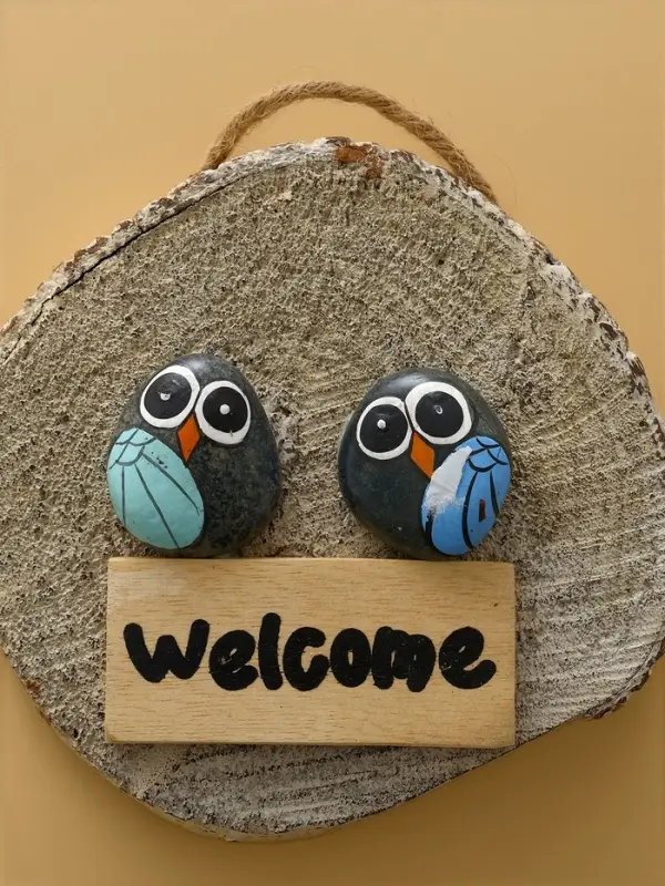 Панно "WELCOME" дерево 15х3х15 см, цв. серый