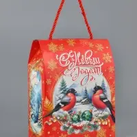 Коробка подарочная складная  "Снегири" 16 х 8 х 20 см