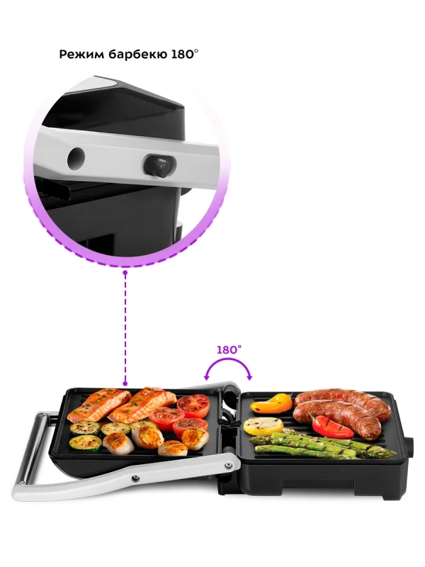Электрогриль КТ-3633 двусторонний гриль электрический 2200Вт