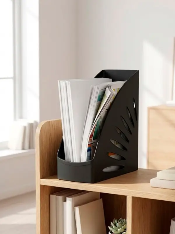 Лоток для бумаг Стамм &laquo;Тропик&raquo;, А4, вертикальный, 1 отделение, чёрный, ширина 110 мм