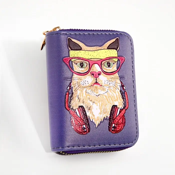 Кошелёк детский Выбражулька Cool cat, на молнии, фиолетовый