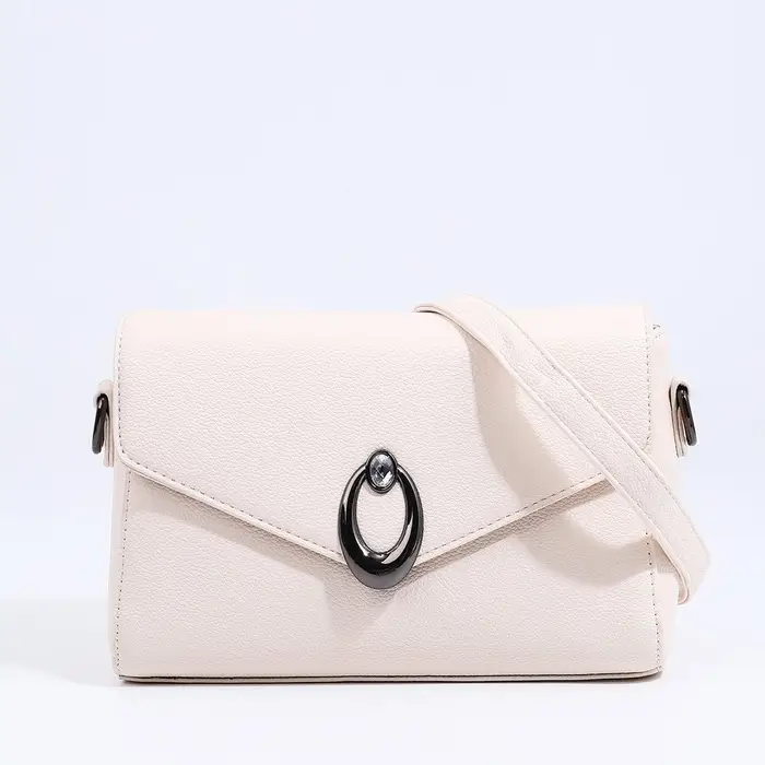 Сумка женская мессенджер на магните, 24&times;10&times;15 см, однотонная, белая