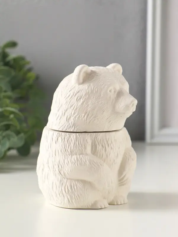 Шкатулка с крышкой для украшений &laquo;Медведь&raquo;, 11&times;7 см, гипс