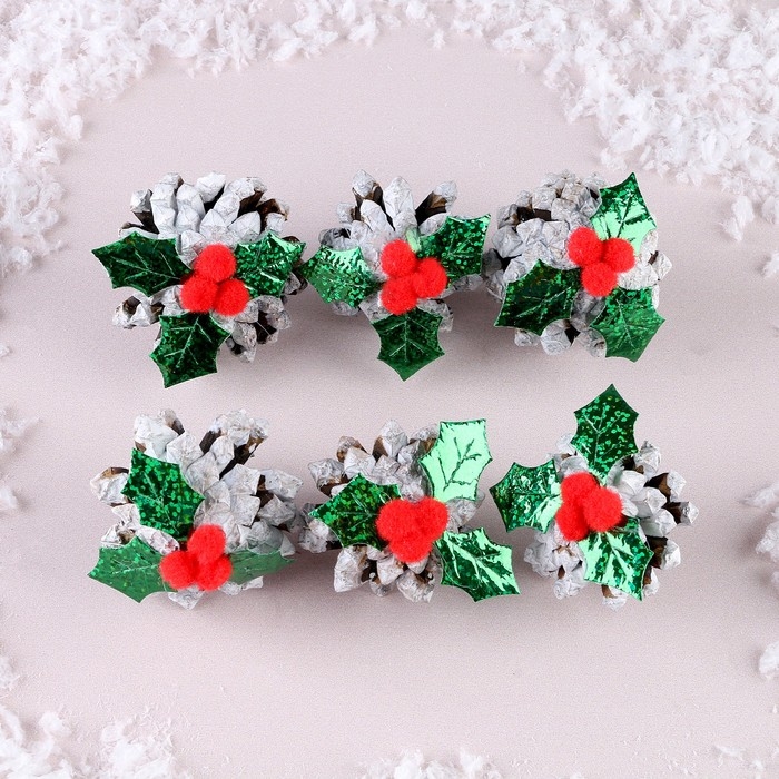 Новогодний набор «Шишка-ягодка», 6 шт Новогодний набор «Шишка-ягодка», 6 шт