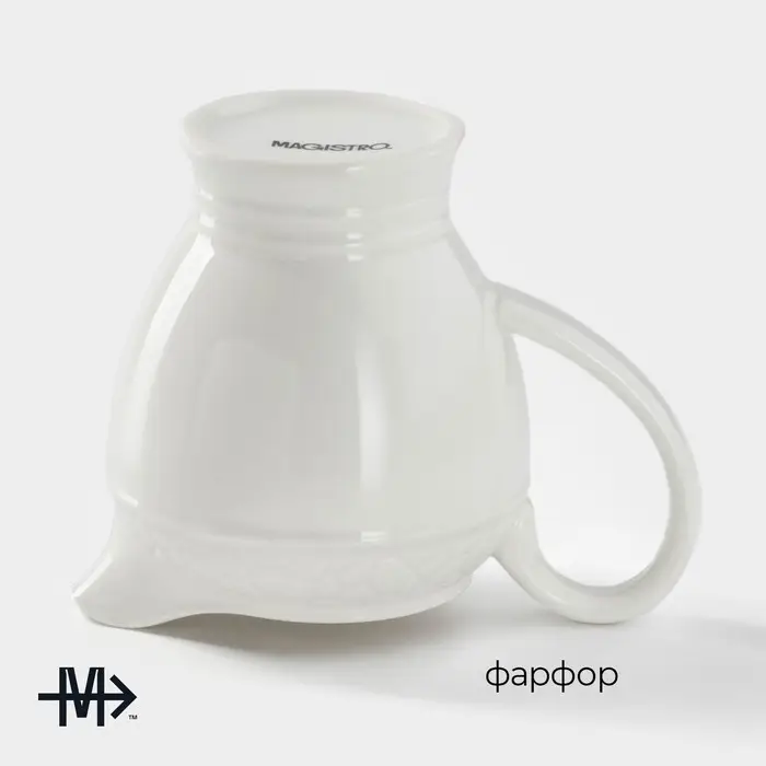 Набор сервировочный Magistro Rodos, 2 предмета: молочник 300 мл, сахарница 300 мл, фарфор, белый