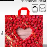 Пакет &laquo;Малина&raquo;, полиэтиленовый с петлевой ручкой, 44&times;42 см, 70 мкм