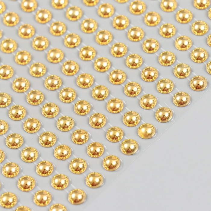 Наклейка пластик стразы Наклейка пластик стразы "Жемчужины золотые" d=0,6 мм 10х23 см