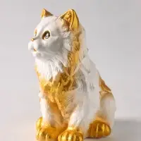 Копилка для денег &laquo;Котенок большой&raquo; 20 см, белая, золото