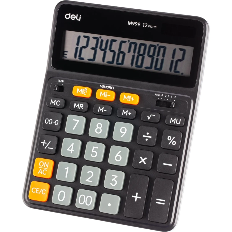 Калькулятор настольный полноразм. Deli EM999, 12-ти разрядный, черный