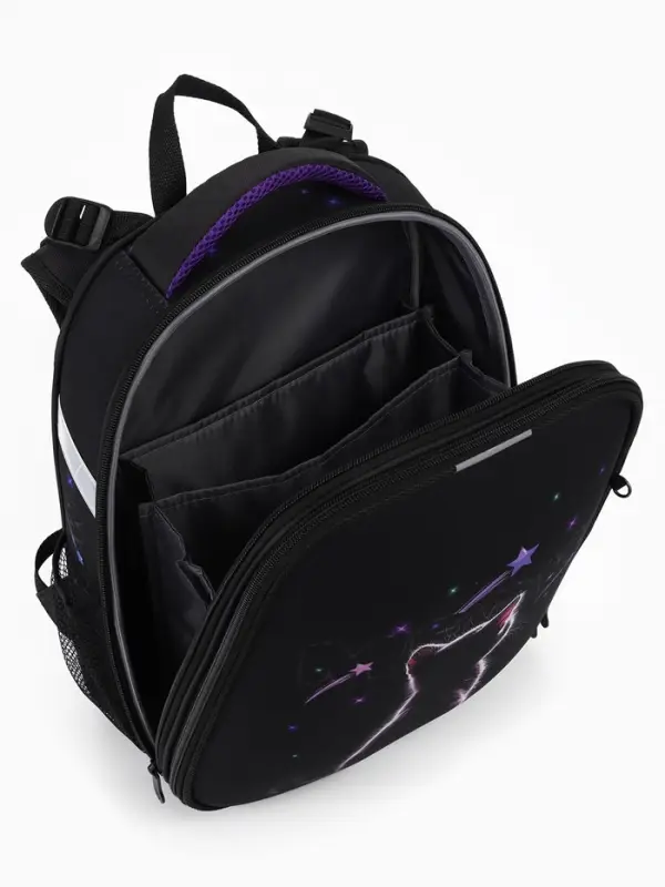 Рюкзак школьный для девочки &laquo;Котик&raquo;, Stavia, эргономичная спинка, 30&times;16&times;38 см, чёрный