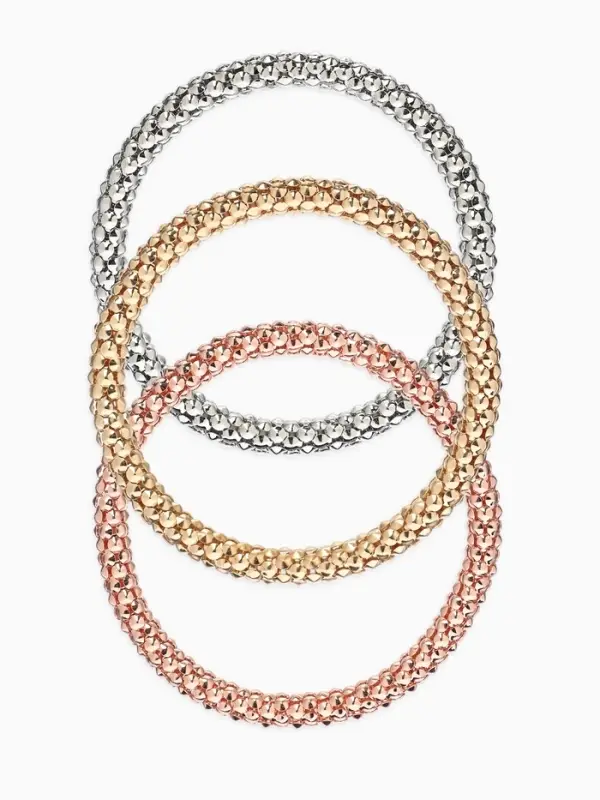 Браслет "Стиль" (набор 3шт) плетение, тянется, цветной 7см