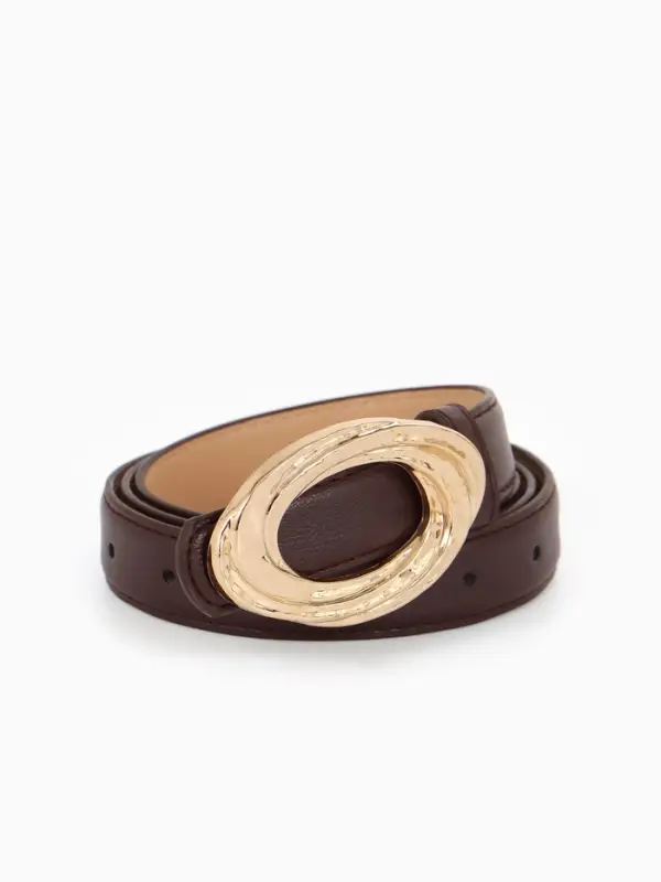 Ремень жен 04-01-01-04, Июнь2513, 2,4*0,3*110 см, без винта, пряж золото, гвоздик, корич