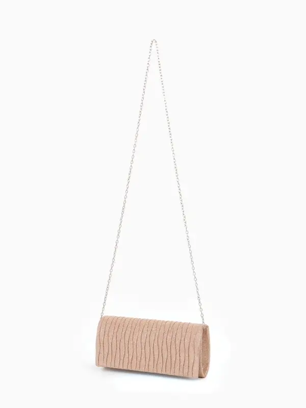 Сумка-клатч женская вечерняя на магните, на сребристой цепочке, блестящая, золотистая