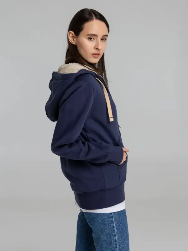 Толстовка унисекс на молнии Sherpa 280, темно-синяя, размер XS Толстовка унисекс на молнии Sherpa 280, темно-синяя, размер XS