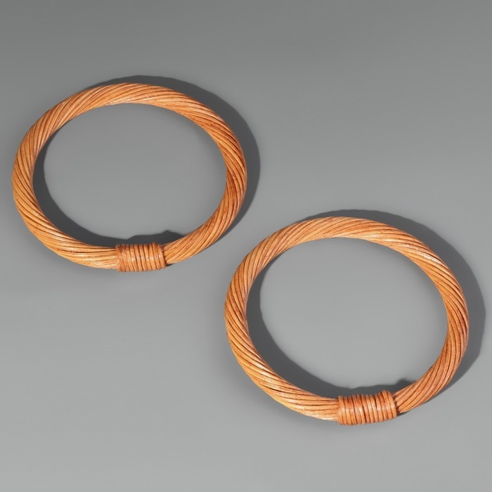 Ручки для сумки деревянные, плетёные, d = 10,2 / 12,5 см, 2 шт, цвет светло-коричневый Ручки для сумки деревянные, плетёные, d = 10,2 / 12,5 см, 2 шт, цвет светло-коричневый