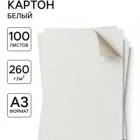 Картон хром-эрзац А3 (30&times;42 см), 100 листов, 260 г/м&sup2;, &laquo;Ладога&raquo; немелованный, 0.35 мм