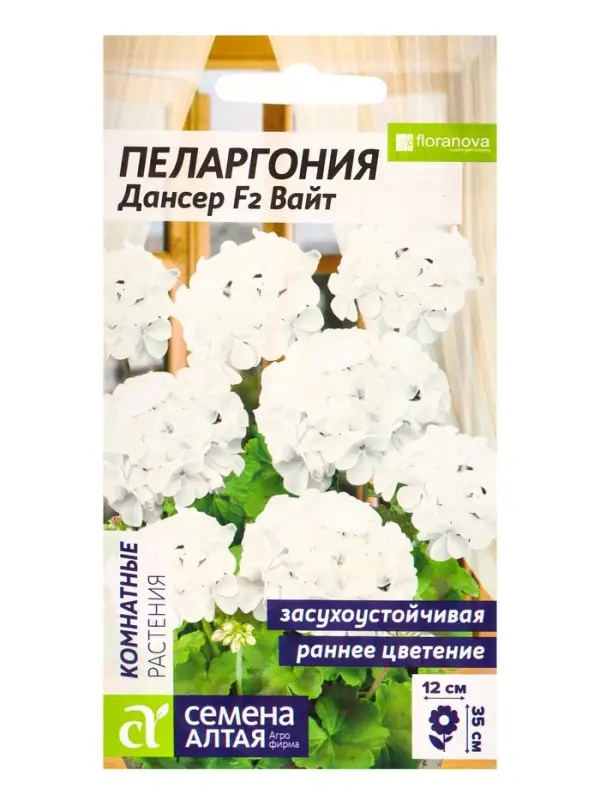 Семена цветов Пеларгония &laquo;Дансер Вайт&raquo;, зональная, 3 шт., &laquo;Семена Алтая&raquo;