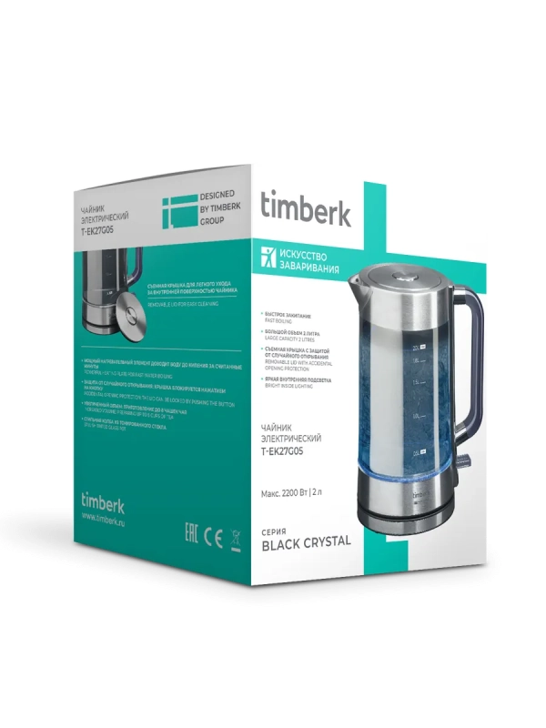 Чайник электрический стеклянный 2200 Вт T-EK27G05 Чайник электрический стеклянный 2200 Вт T-EK27G05