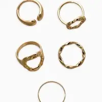 Набор колец 5 шт "Новый стиль" мятый, размер МИКС, цвет золото