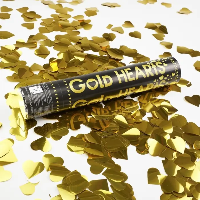 Хлопушка пневматическая Хлопушка пневматическая "Сердца" фольга, золото, металлик, (12/30 см)