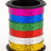 Лента упаковочная голографическая, ассорти, 6 цветов, 0.8 см &times; 3 м
