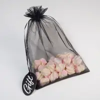 Мешочек подарочный органза черный &laquo;Подарок&raquo;, с шильдиком, 19 х 28 см +/- 1.5 см