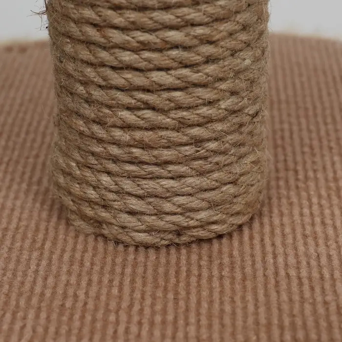 Домик для кошек с когтеточкой круглый, джут, 35&times;35&times;64 см, бежевый